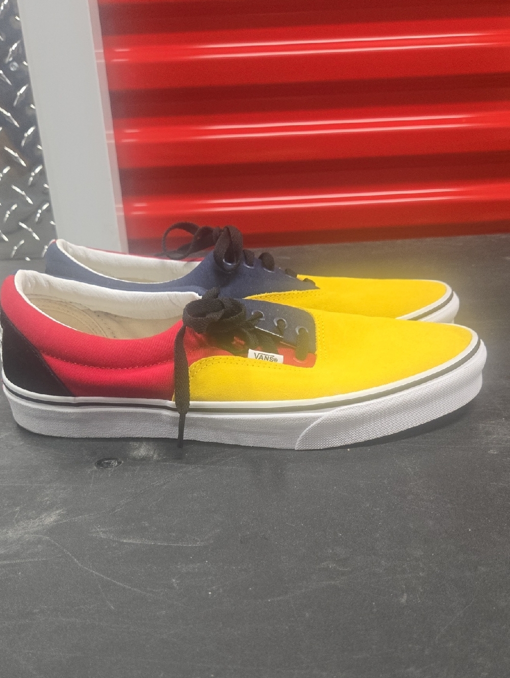Vans Two-Tone Yellow, Red & Navy Low Top Sneakers Men's Size 11***